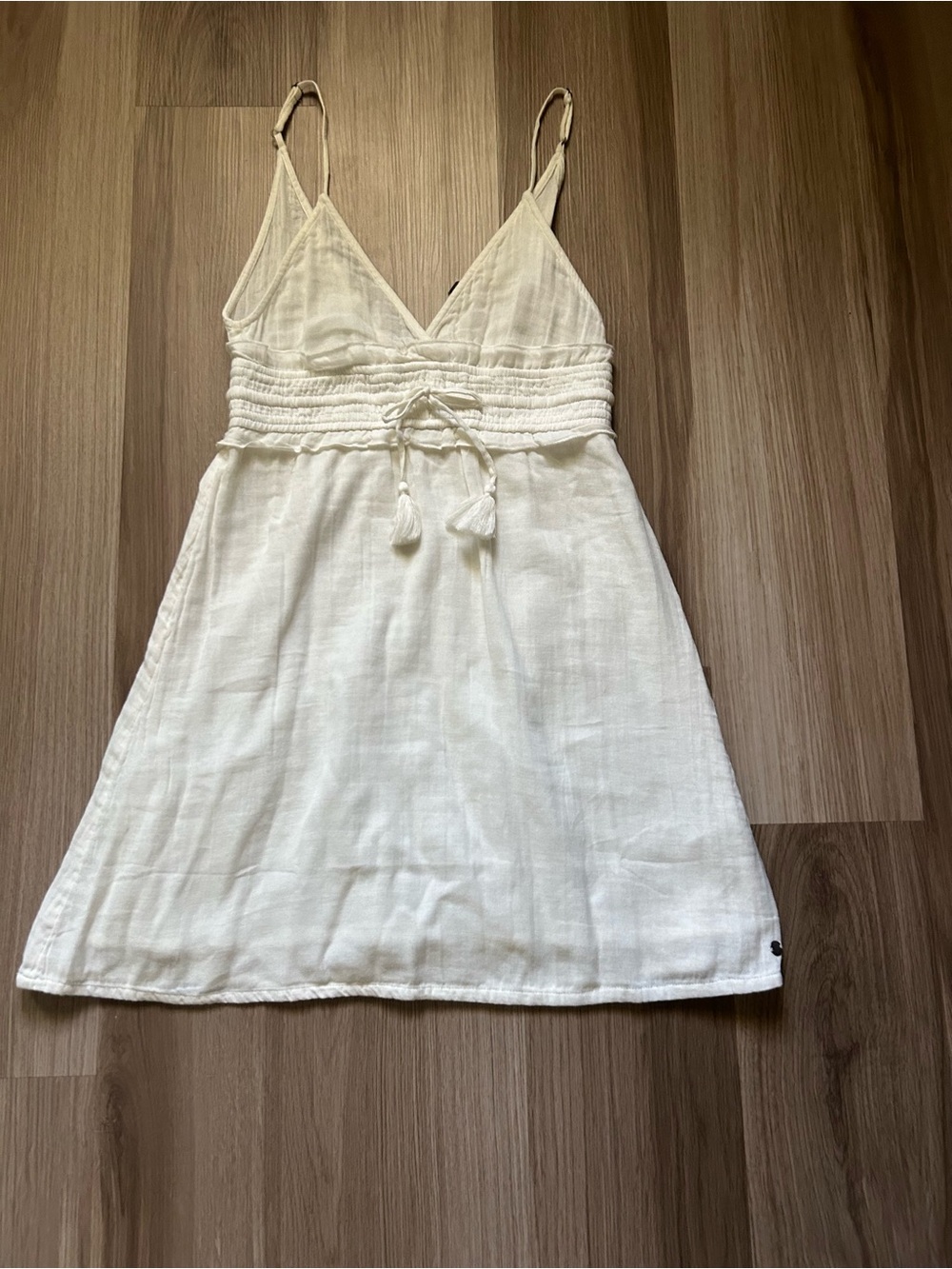 Roxy white Spaghetti-Strap Smocked Waist Dress